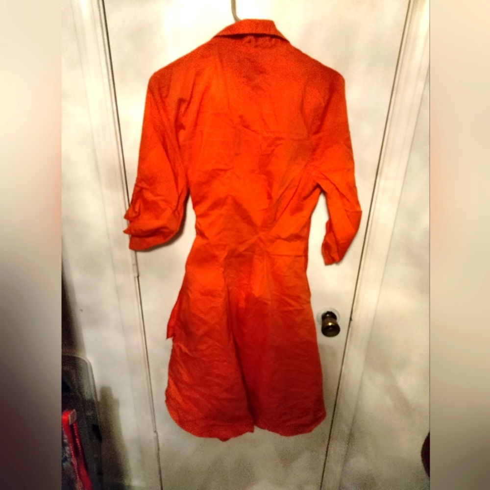 NY & Co...Orange waist wrap v style dress, size medium